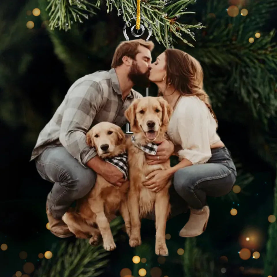 Custom Photo Let The Spirit Of Christmas Ever Warm Our Hearts - Couple Personalized Custom Ornament - Acrylic Custom Shaped - Christmas Gift For Husband Wife, Anniversary, Pet Owners, Pet Lovers