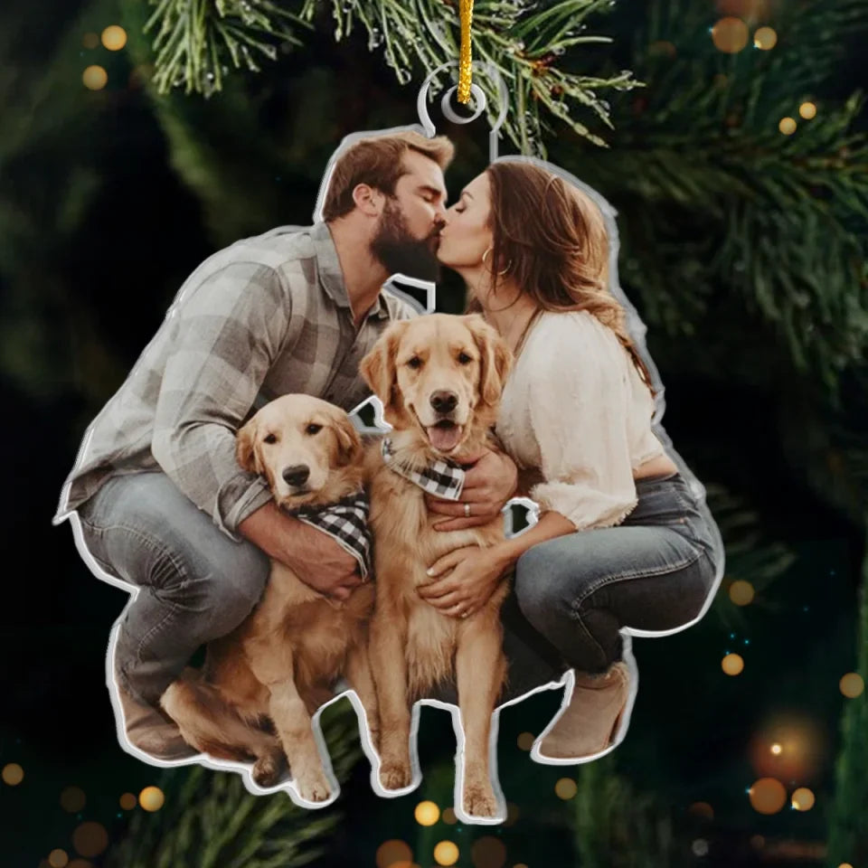 Custom Photo Let The Spirit Of Christmas Ever Warm Our Hearts - Couple Personalized Custom Ornament - Acrylic Custom Shaped - Christmas Gift For Husband Wife, Anniversary, Pet Owners, Pet Lovers