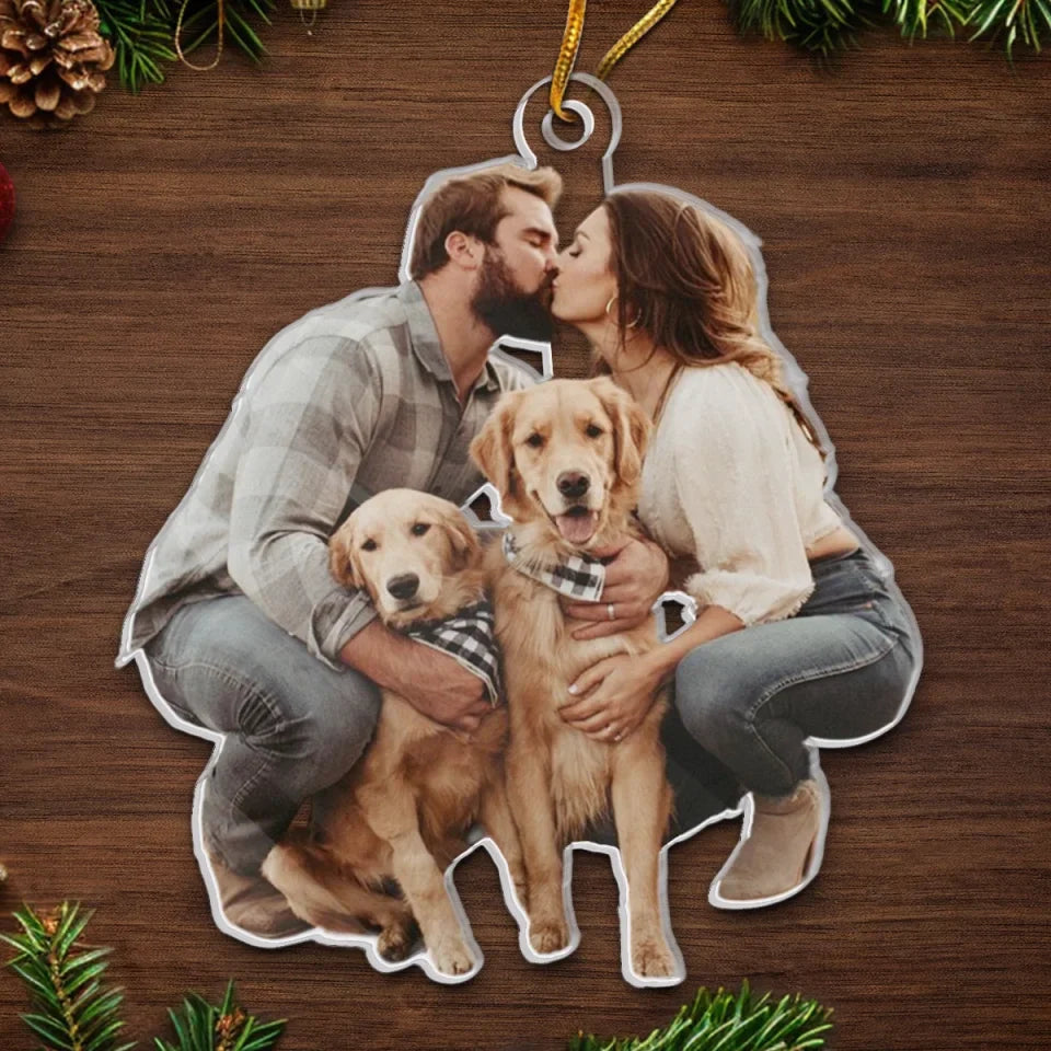 Custom Photo Let The Spirit Of Christmas Ever Warm Our Hearts - Couple Personalized Custom Ornament - Acrylic Custom Shaped - Christmas Gift For Husband Wife, Anniversary, Pet Owners, Pet Lovers