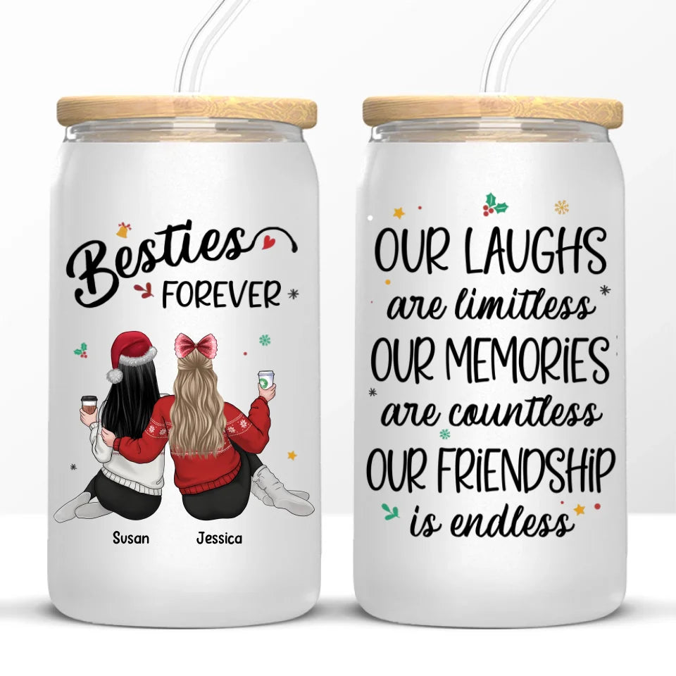I Promise You Won't Have To Face Your Problems Alone - Bestie Personalized Custom Glass Cup, Iced Coffee Cup - Gift For Best Friends, BFF, Sisters