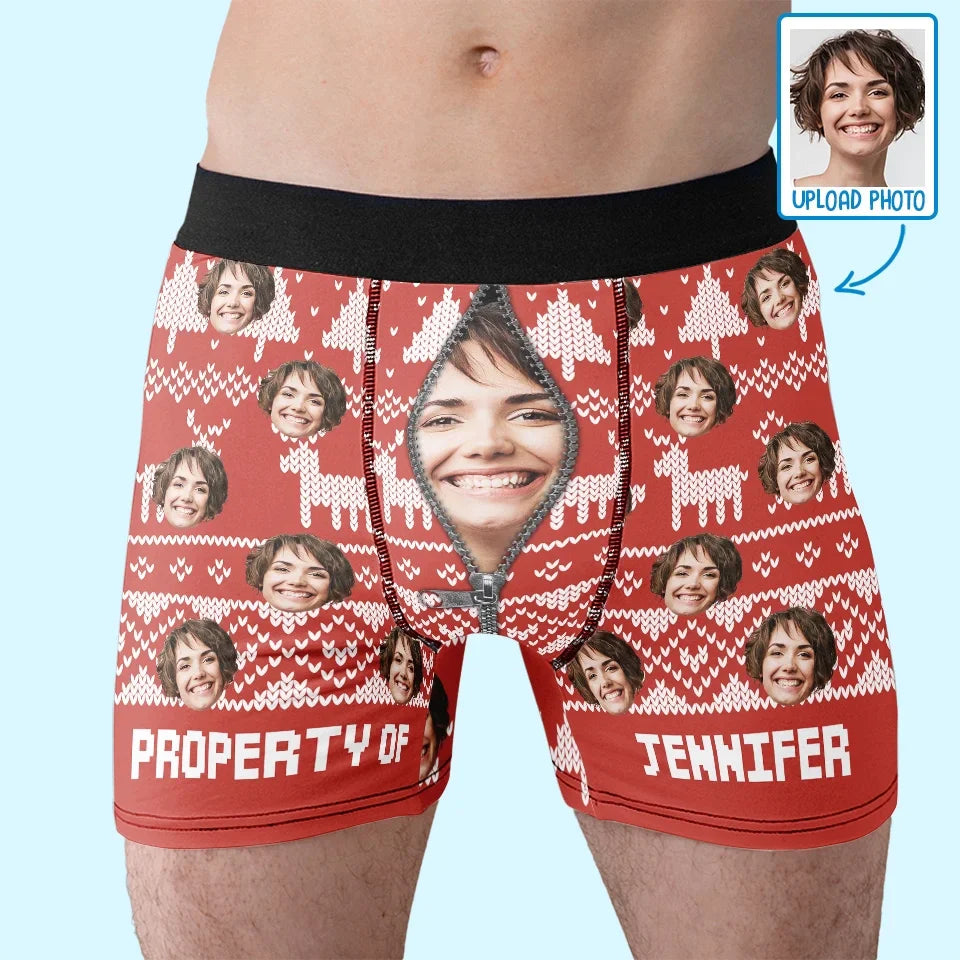 Custom Photo Make Him Feel Loved With A Dash Of Humor - Funny Personalized Custom Boxer Briefs, Men's Boxers - Christmas Gift For Boyfriend, Husband, Anniversary