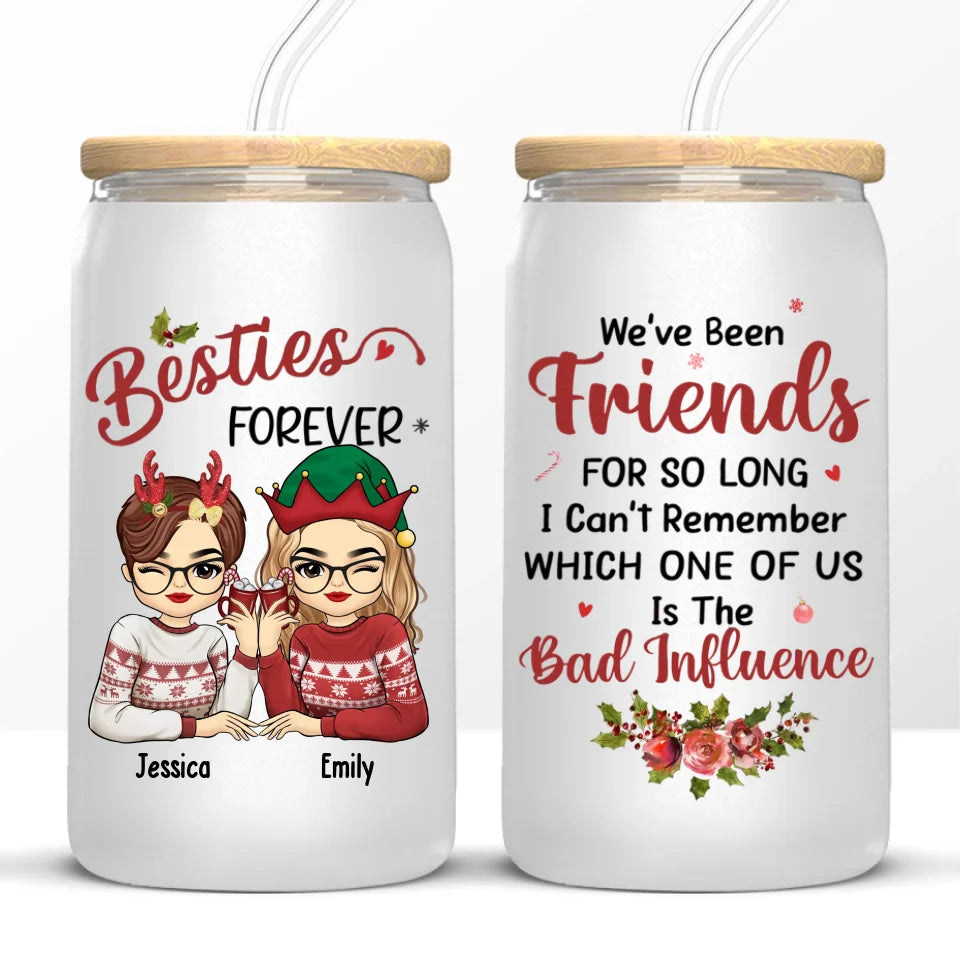 Life Is Easier With A Best Friend Like You By My Side - Bestie Personalized Custom Glass Cup, Iced Coffee Cup - Christmas Gift For Best Friends, BFF, Sisters