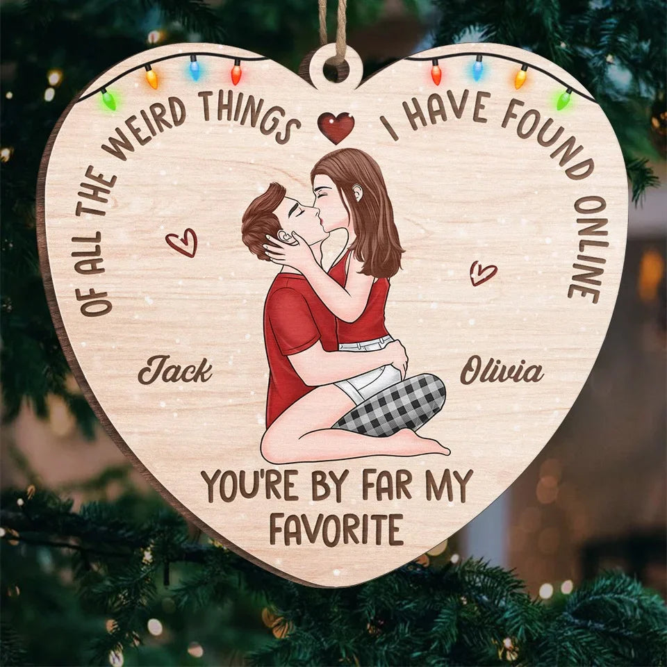 You Make My Heart Smile - Couple Personalized Custom Ornament - Wood, Acrylic Custom Shaped - Christmas Gift For Husband Wife, Anniversary