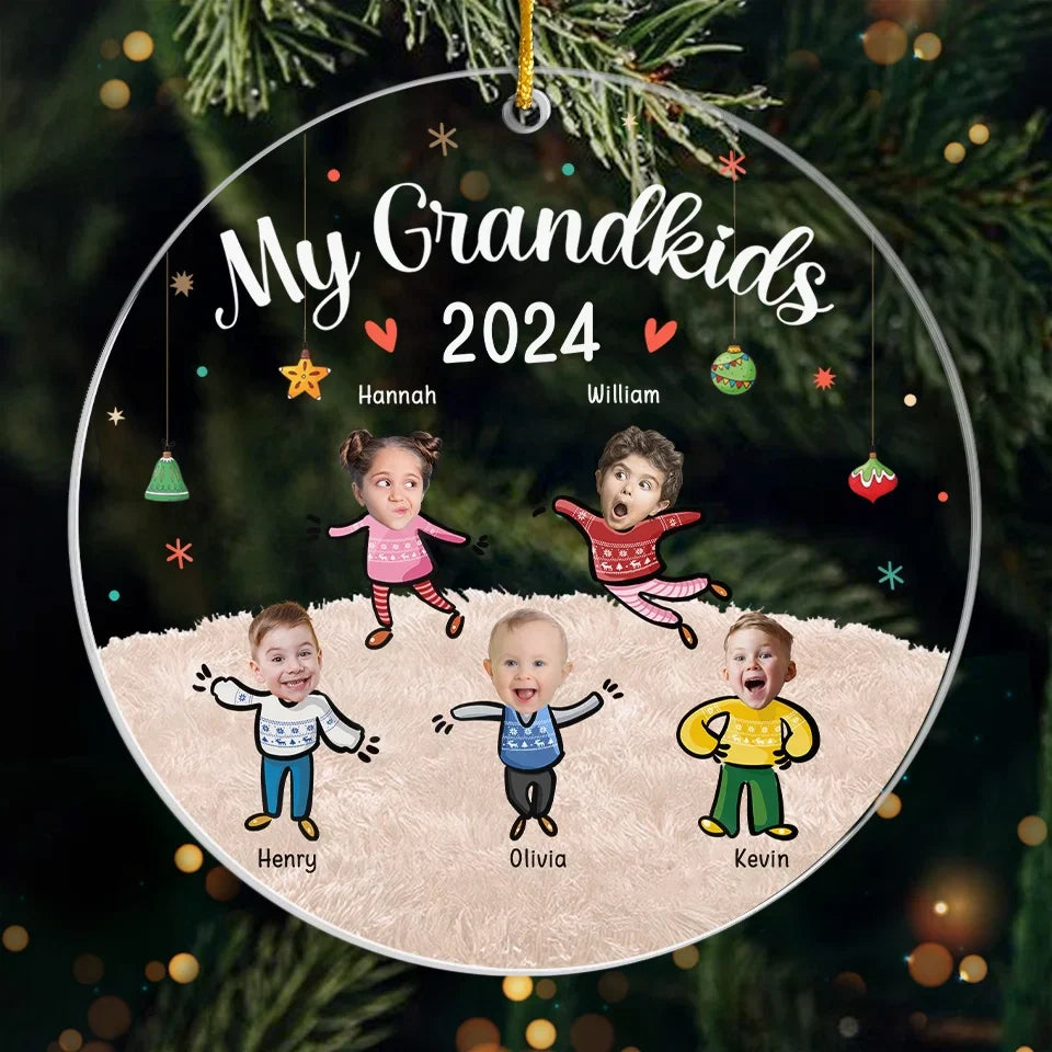 Custom Photo Another Christmas With Grandkids - Family Personalized Custom Ornament - Acrylic Custom Shaped - Christmas Gift For Grandma, Grandpa, Grandkid