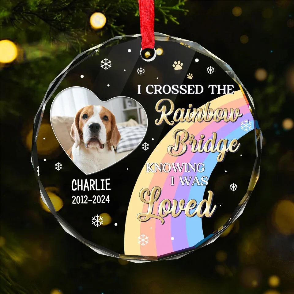 Custom Photo Our Time Together Was A Gift I Cherish - Memorial Personalized Custom Circle Glass Ornament - Sympathy Gift, Christmas Gift For Pet Owners, Pet Lovers
