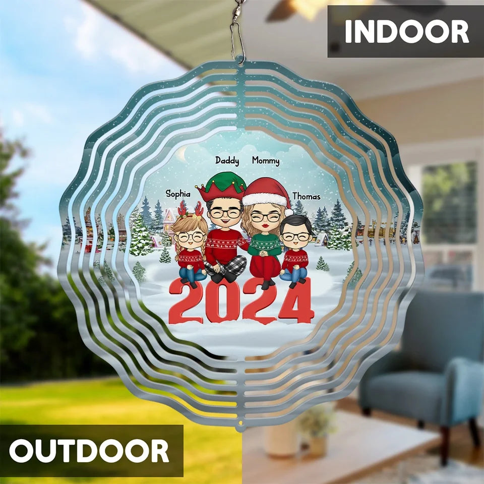 Christmas Is All About Family - Family Personalized Custom Wind Spinner - Christmas Gift For Family Members