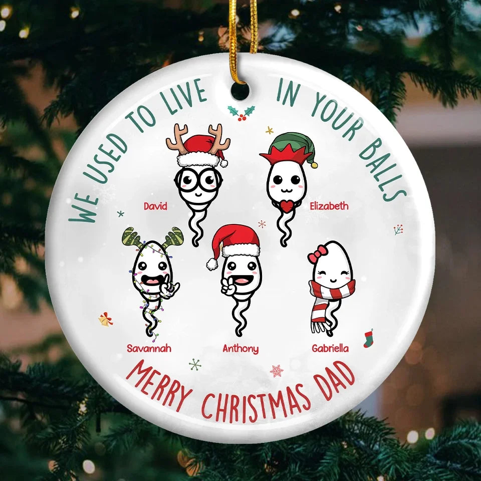 Thanks For Not Pulling Out - Family Personalized Custom Ornament - Ceramic Round Shaped - Christmas Gift For Dad, Grandpa