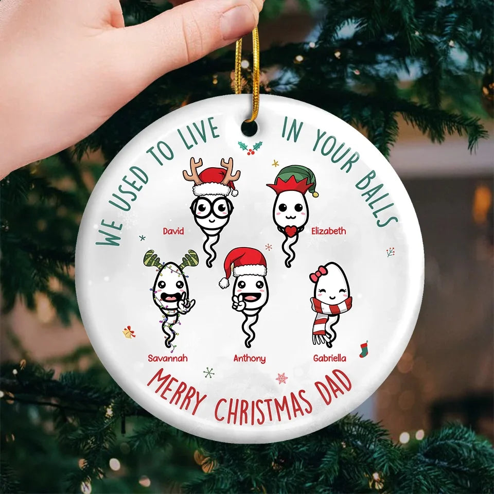 Thanks For Not Pulling Out - Family Personalized Custom Ornament - Ceramic Round Shaped - Christmas Gift For Dad, Grandpa