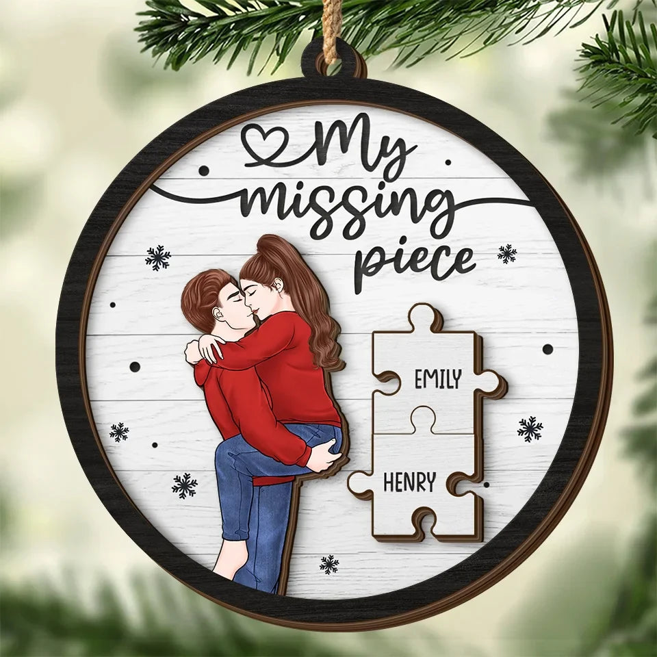 You Fill My Heart - Couple Personalized Custom Shaped 2 Layered Wood Christmas Ornament - Christmas Gift For Husband Wife, Anniversary
