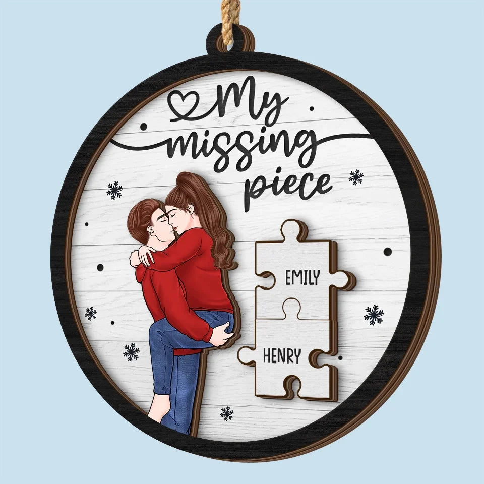 You Fill My Heart - Couple Personalized Custom Shaped 2 Layered Wood Christmas Ornament - Christmas Gift For Husband Wife, Anniversary