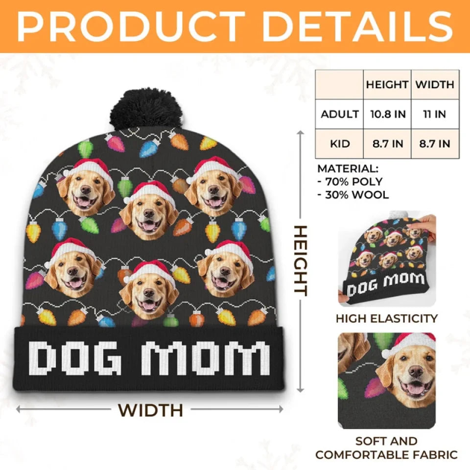 Custom Photo Happy Pawlidays - Dog & Cat Personalized Custom Christmas Beanie Hat - Christmas Gift For Pet Owners, Pet Lovers