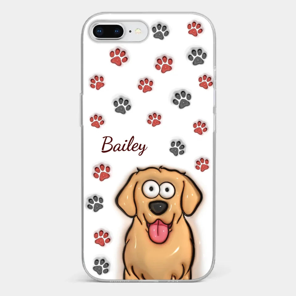 Paws And Enjoy Life - Dog & Cat Personalized Custom 3D Inflated Effect Printed Clear Phone Case - Gift For Pet Owners, Pet Lovers