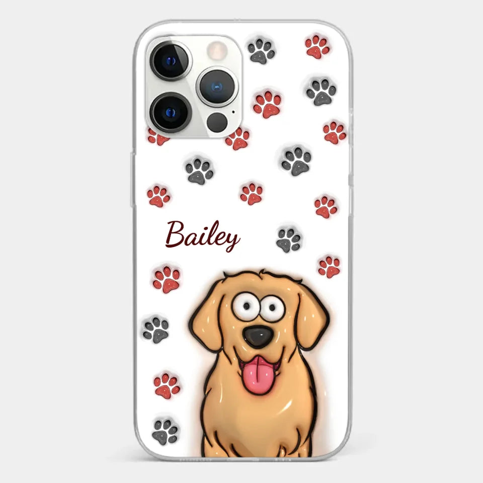 Paws And Enjoy Life - Dog & Cat Personalized Custom 3D Inflated Effect Printed Clear Phone Case - Gift For Pet Owners, Pet Lovers