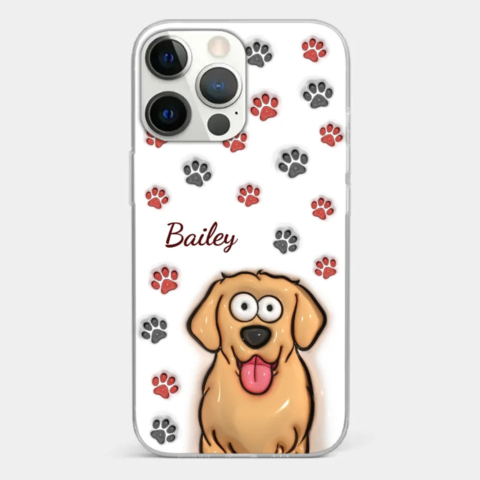 Paws And Enjoy Life - Dog & Cat Personalized Custom 3D Inflated Effect Printed Clear Phone Case - Gift For Pet Owners, Pet Lovers