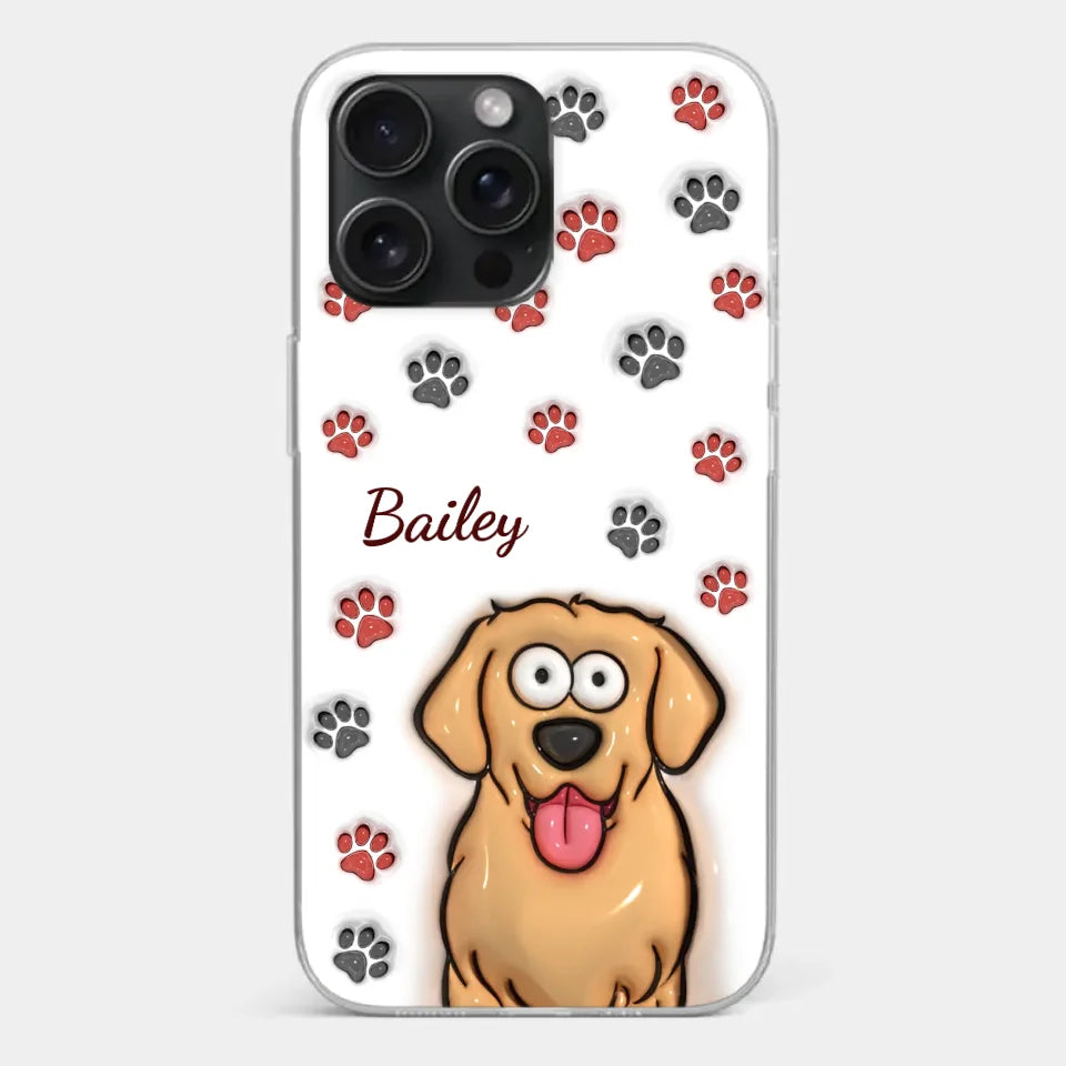 Paws And Enjoy Life - Dog & Cat Personalized Custom 3D Inflated Effect Printed Clear Phone Case - Gift For Pet Owners, Pet Lovers