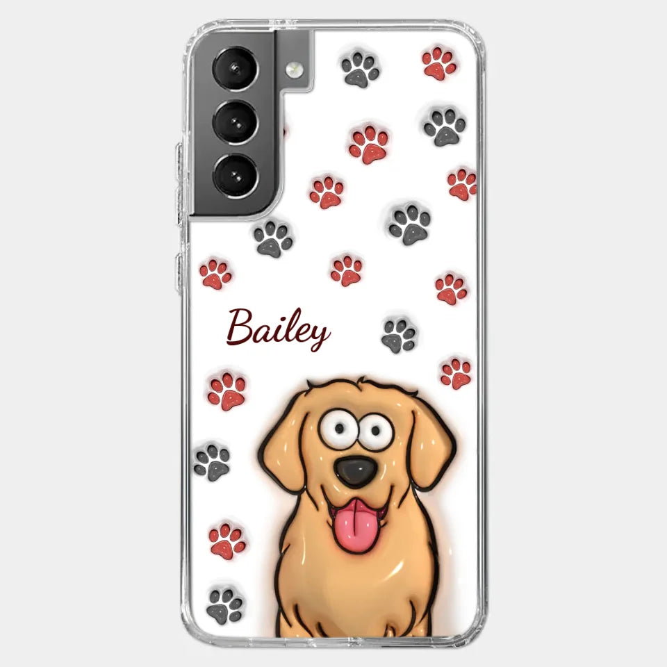 Paws And Enjoy Life - Dog & Cat Personalized Custom 3D Inflated Effect Printed Clear Phone Case - Gift For Pet Owners, Pet Lovers