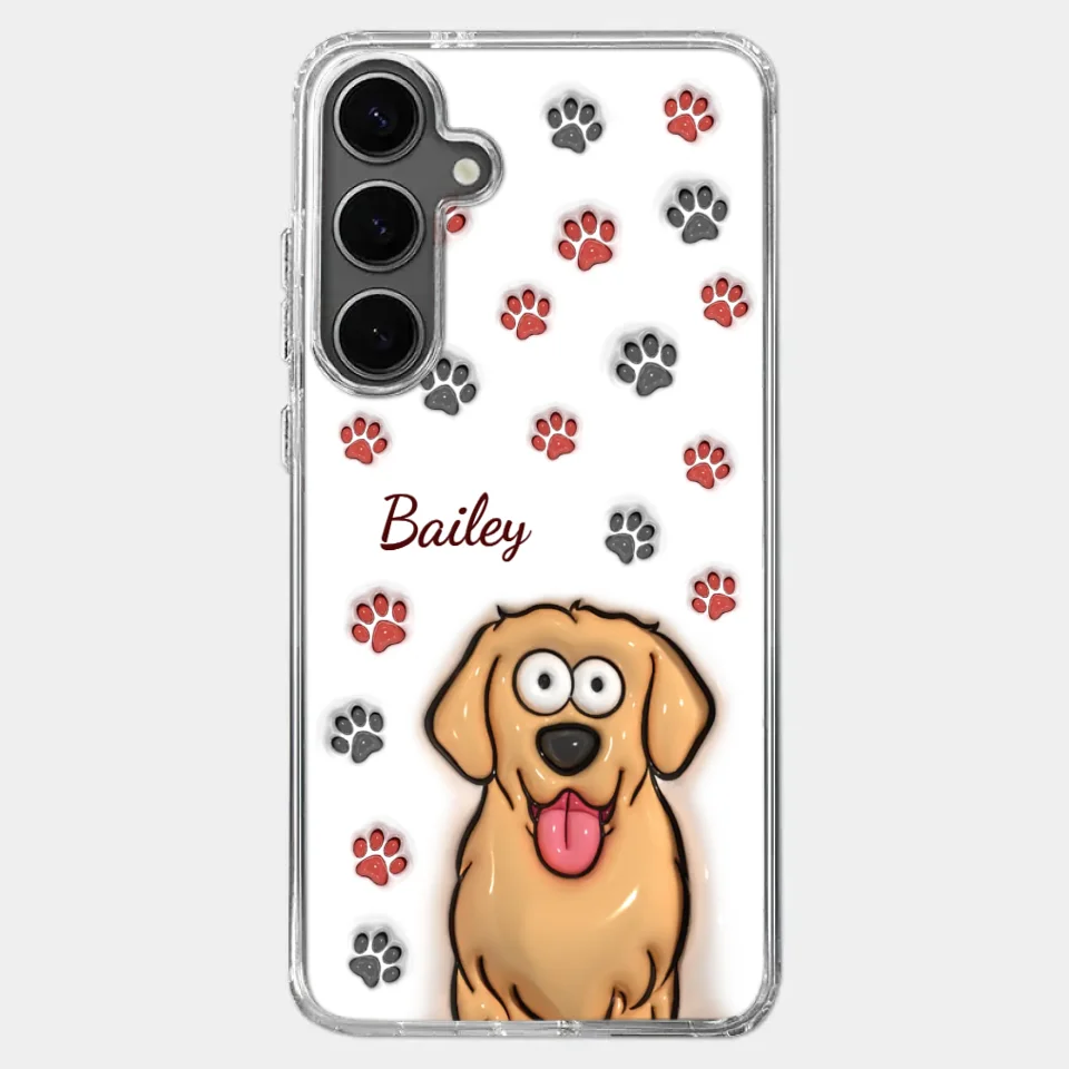 Paws And Enjoy Life - Dog & Cat Personalized Custom 3D Inflated Effect Printed Clear Phone Case - Gift For Pet Owners, Pet Lovers