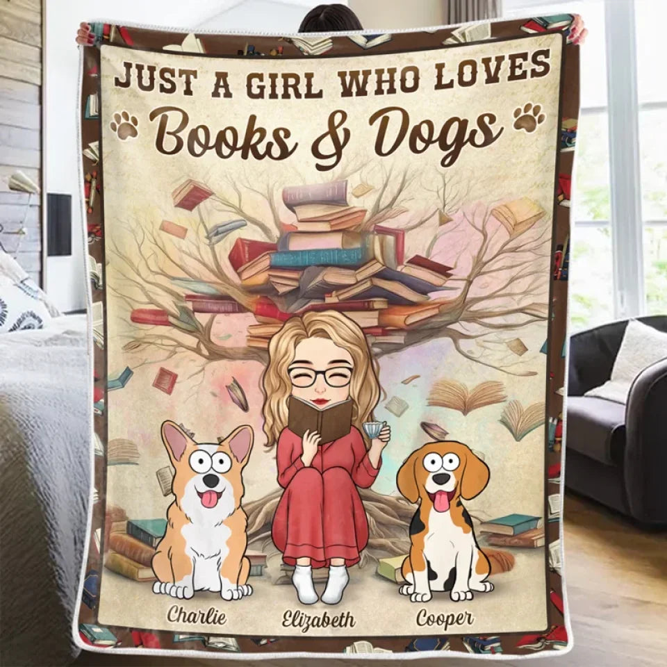 Between Pages And Paws, I Find My Peace - Dog & Cat Personalized Custom Blanket - Gift For Book Lovers, Pet Owners, Pet Lovers