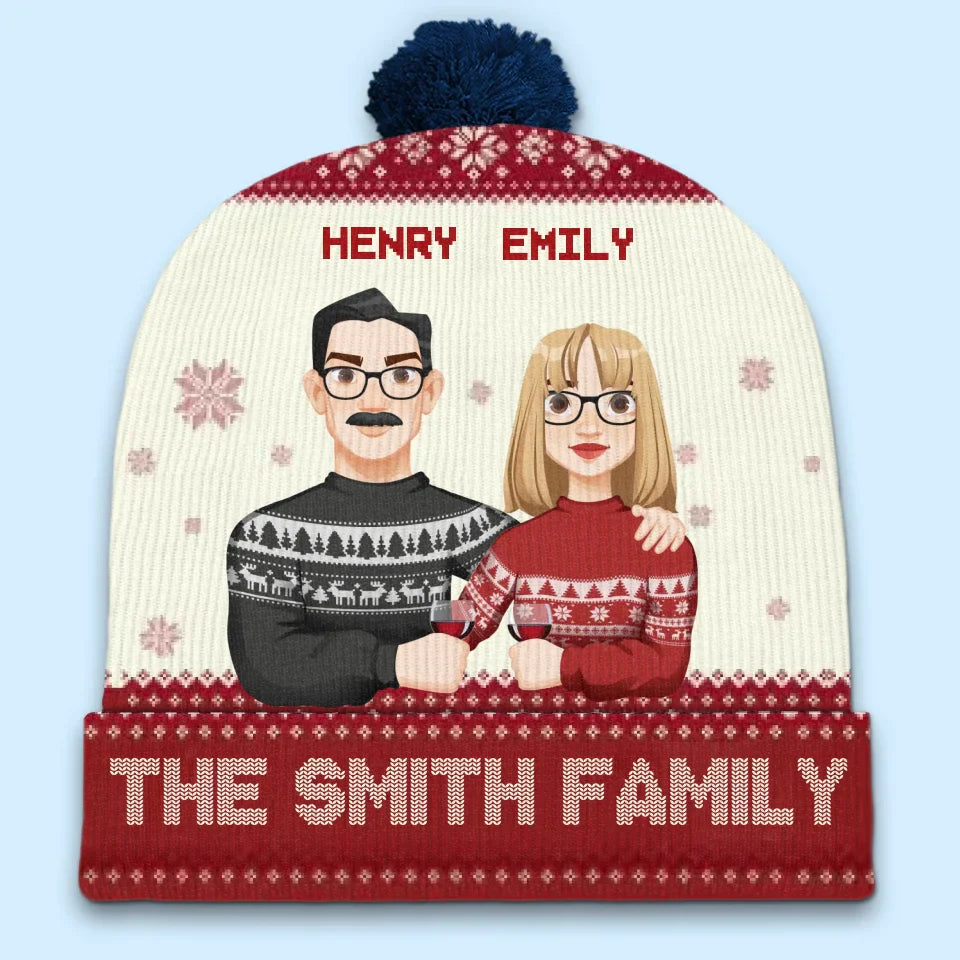 It's The Most Wonderful Time Of The Year - Family Personalized Custom Christmas Beanie Hat - Christmas Gift For Family Members