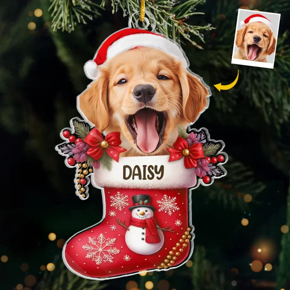 Custom Photo Happy Howlidays With All Our Love - Dog & Cat Personalized Custom Ornament - Acrylic, Wood Custom Shaped - Christmas Gift For Pet Owners, Pet Lovers