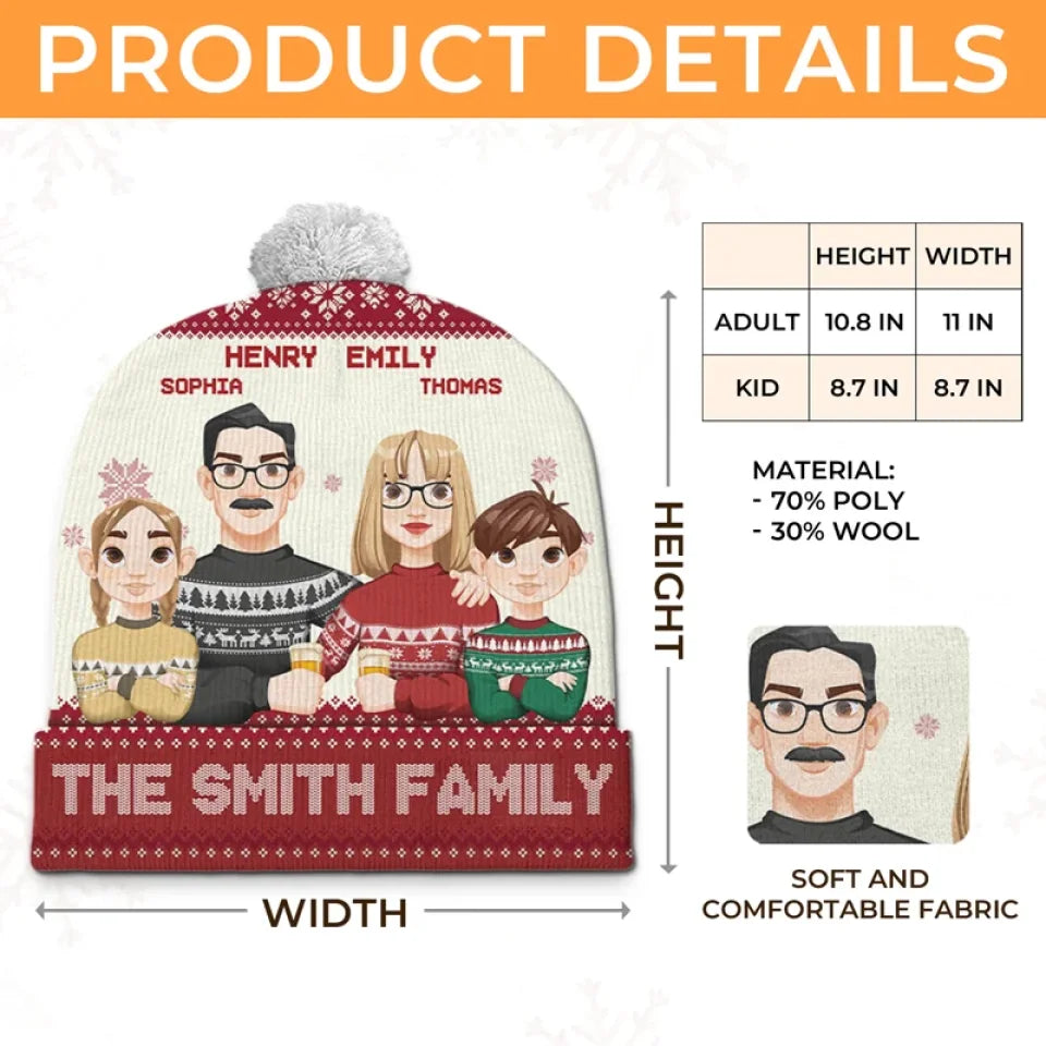 It's The Most Wonderful Time Of The Year - Family Personalized Custom Christmas Beanie Hat - Christmas Gift For Family Members
