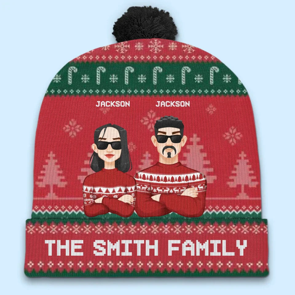 It's The Most Beautiful Time Of The Year - Family Personalized Custom Christmas Beanie Hat - Christmas Gift For Family Members