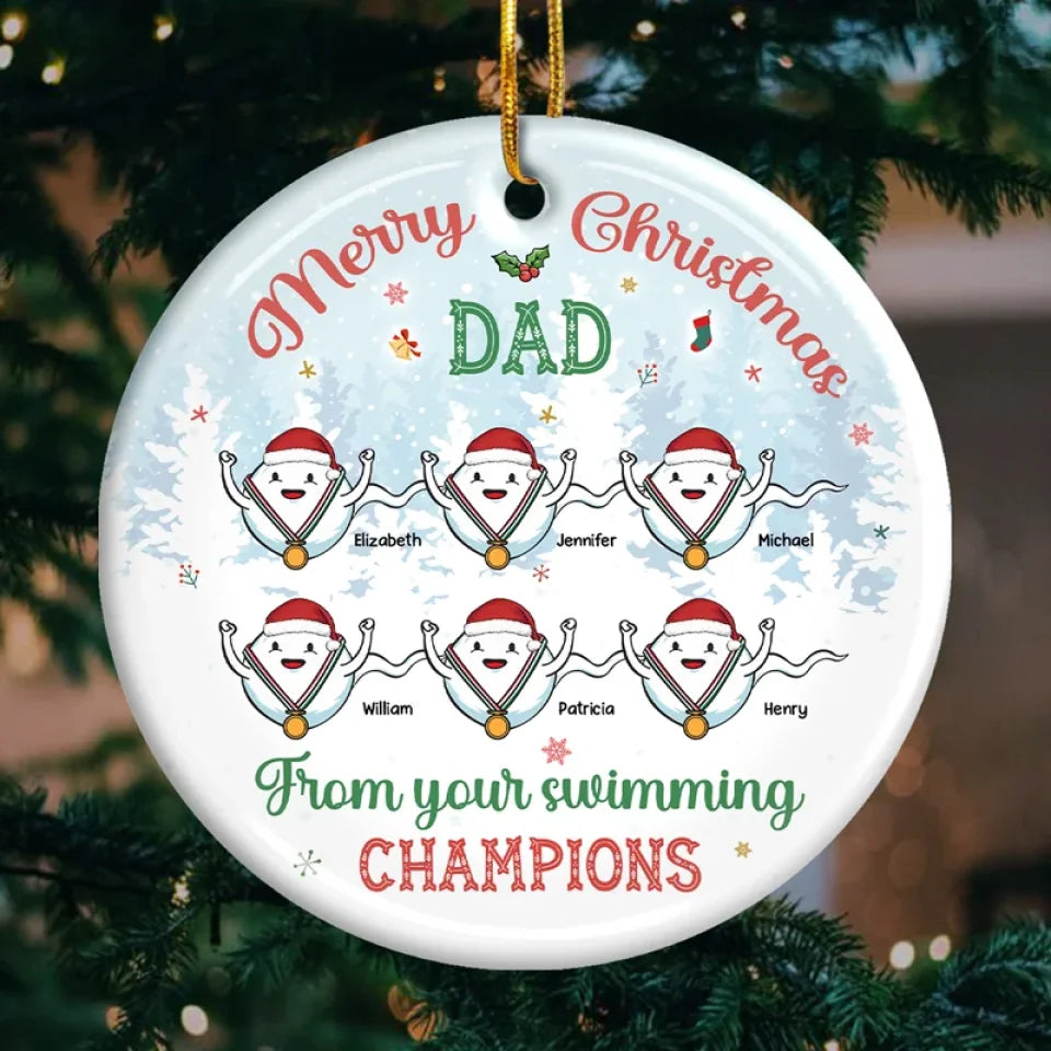 Dad, You Are My Hero - Family Personalized Custom Ornament - Ceramic Round Shaped - Christmas Gift For Dad, Grandpa