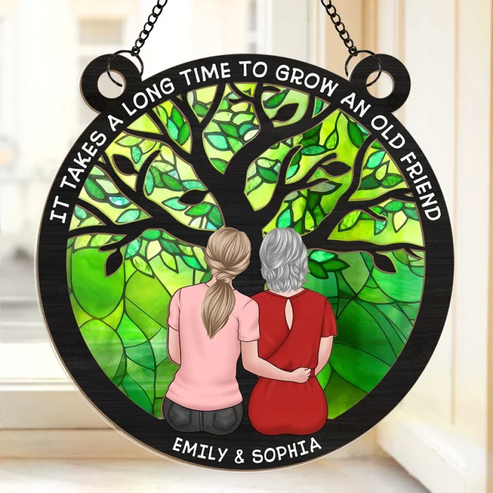 Finding An Old Friend Is Like Finding A Lost Treasure - Bestie Personalized Window Hanging Suncatcher Ornament - Gift For Best Friends, BFF, Sisters