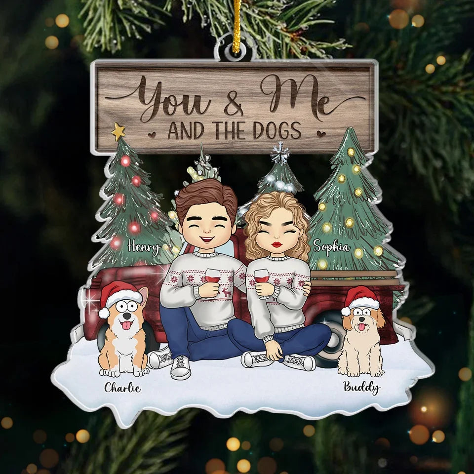 Celebrating The Moments That Bring Us Closer - Couple Personalized Custom Ornament - Acrylic Custom Shaped - Christmas Gift For Husband Wife, Anniversary, Pet Owners, Pet Lovers