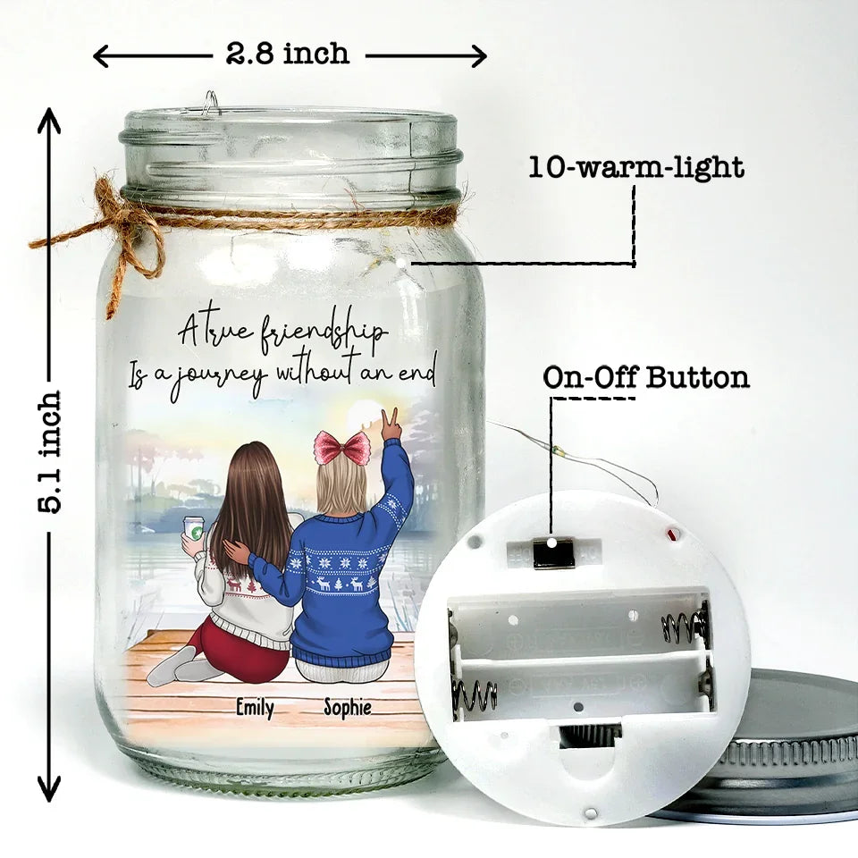 There Is No Greater Gift Than Friendship - Bestie Personalized Custom Mason Jar Light - Christmas Gift For Best Friends, BFF, Sisters