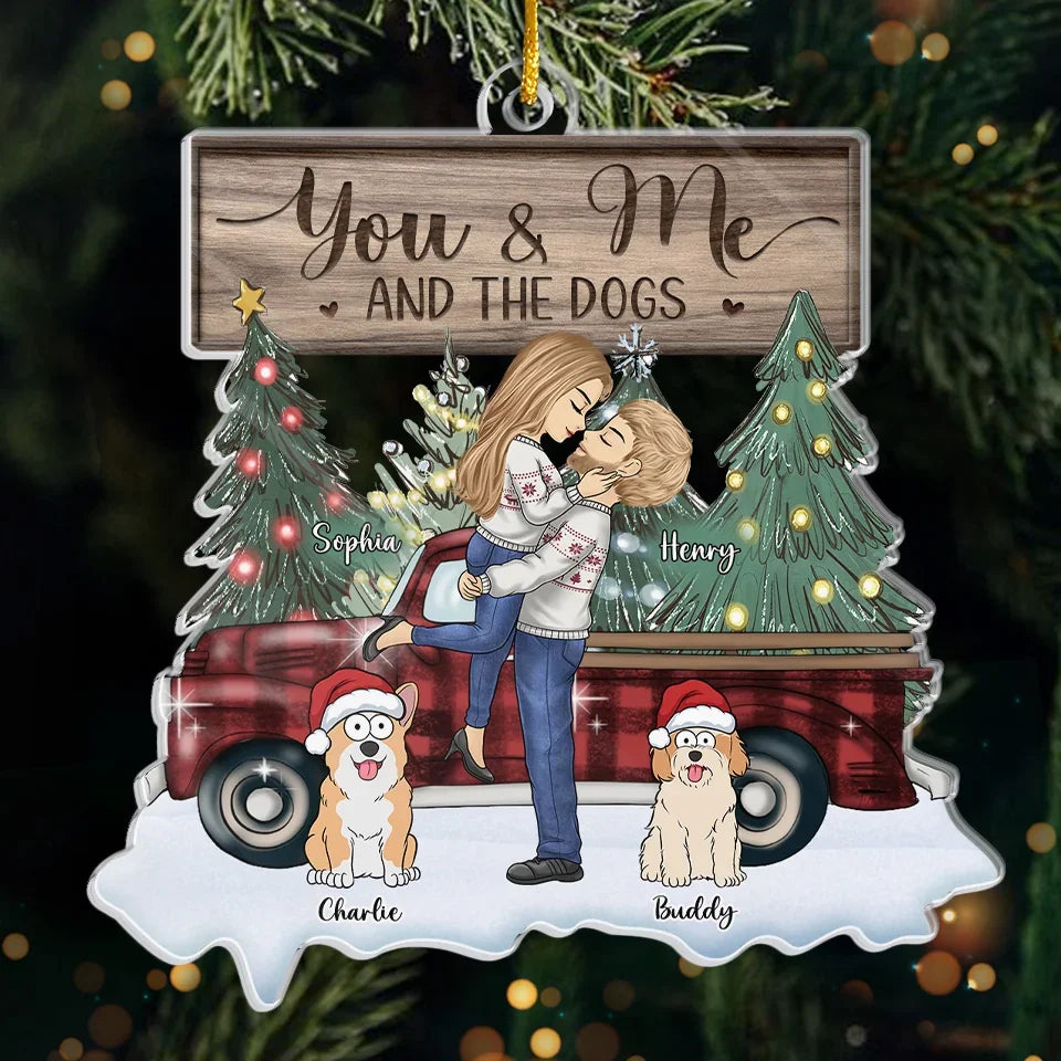 Thanks Fur The Christmas Memories - Couple Personalized Custom Ornament - Acrylic Custom Shaped - Christmas Gift For Husband Wife, Anniversary, Pet Owners, Pet Lovers