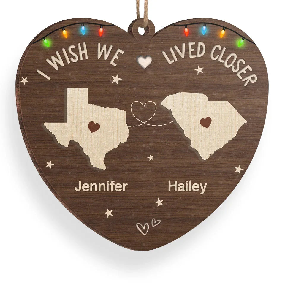 Wishing You Were Here By My Side - Bestie Personalized Custom Ornament - Wood Custom Shaped - Christmas Gift For Best Friends, BFF, Sisters