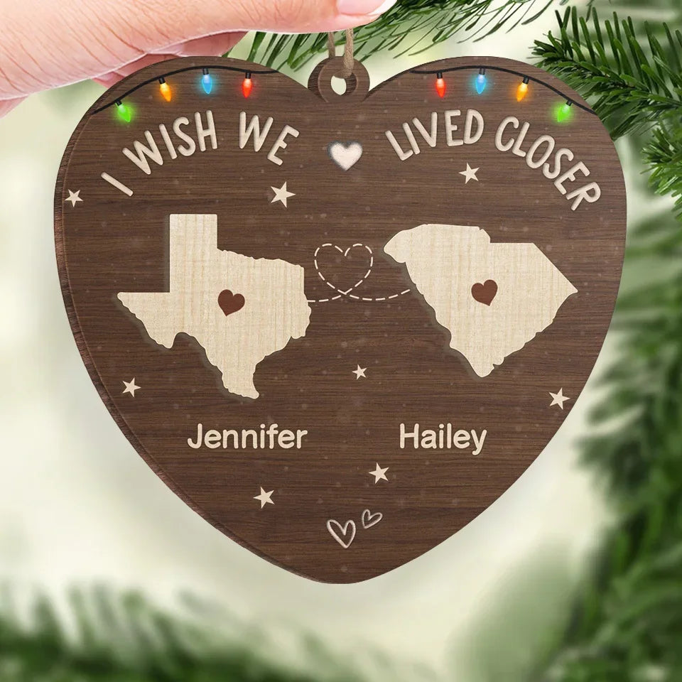 Wishing You Were Here By My Side - Bestie Personalized Custom Ornament - Wood Custom Shaped - Christmas Gift For Best Friends, BFF, Sisters