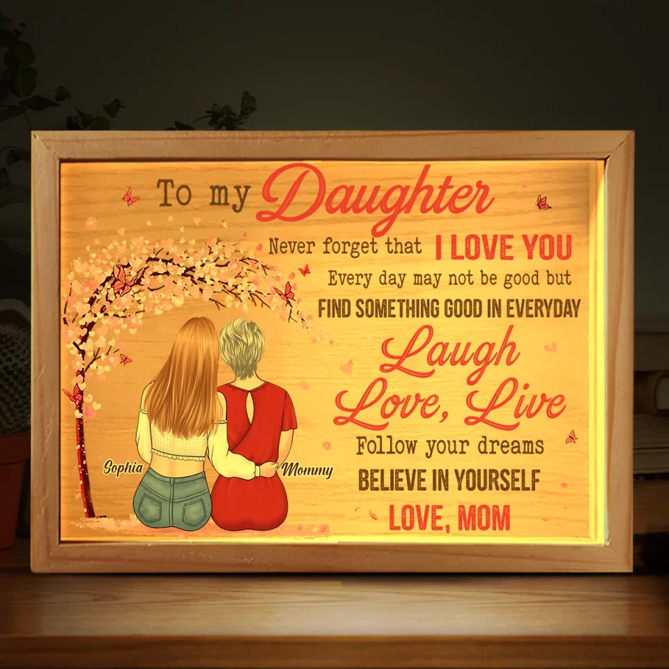 I Wish You Joy And Peace - Family Personalized Custom Frame Light Box - Gift For Mom, Daughter