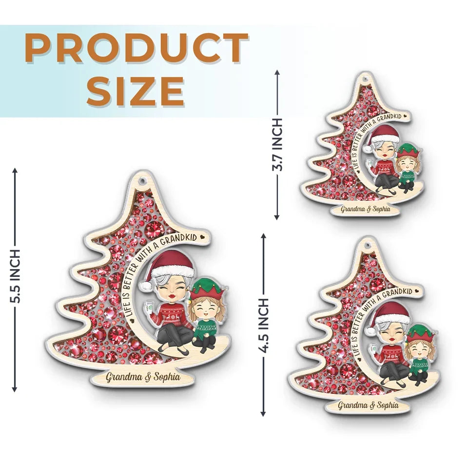A Grandchild Is The Tinsel On The Christmas Tree Of Life - Family Personalized Custom Ornament - Acrylic Custom Shaped - Christmas Gift For Grandma, Grandkid