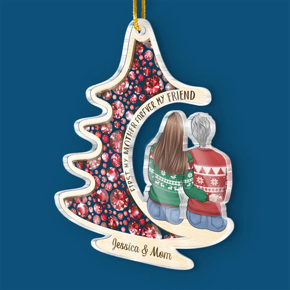 First My Daughter Forever My Friend - Family Personalized Custom Ornament - Acrylic Custom Shaped - Christmas Gift For Mom, Daughter