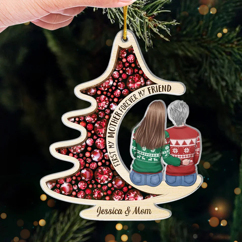 First My Daughter Forever My Friend - Family Personalized Custom Ornament - Acrylic Custom Shaped - Christmas Gift For Mom, Daughter