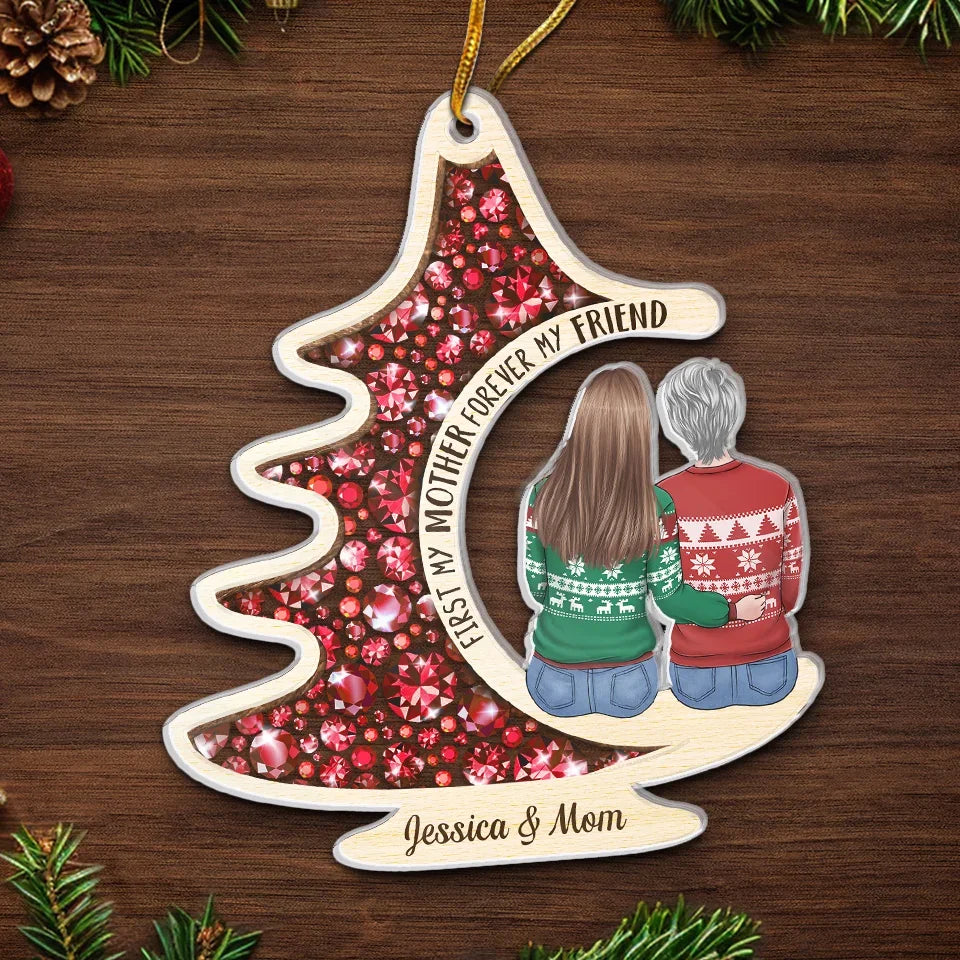 First My Daughter Forever My Friend - Family Personalized Custom Ornament - Acrylic Custom Shaped - Christmas Gift For Mom, Daughter