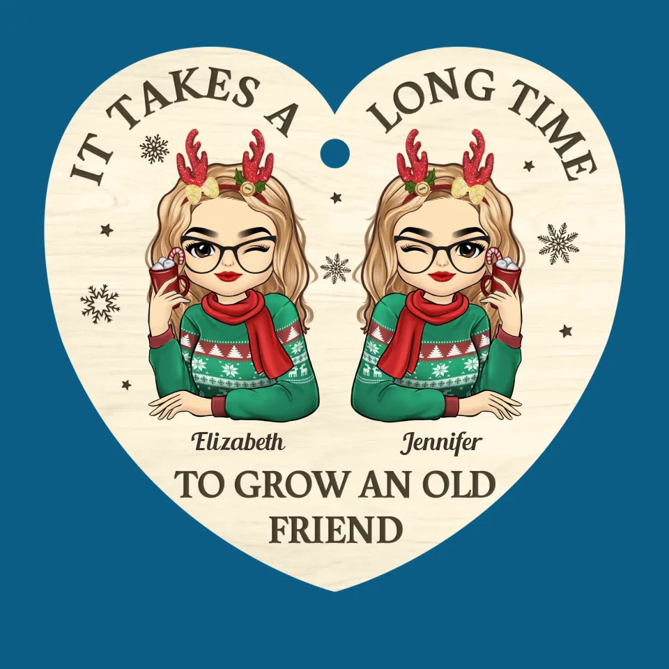To Be With Old Friends Is Very Warming And Comforting - Bestie Personalized Custom Ornament - Wood Custom Shaped - Christmas Gift For Best Friends, BFF, Sisters