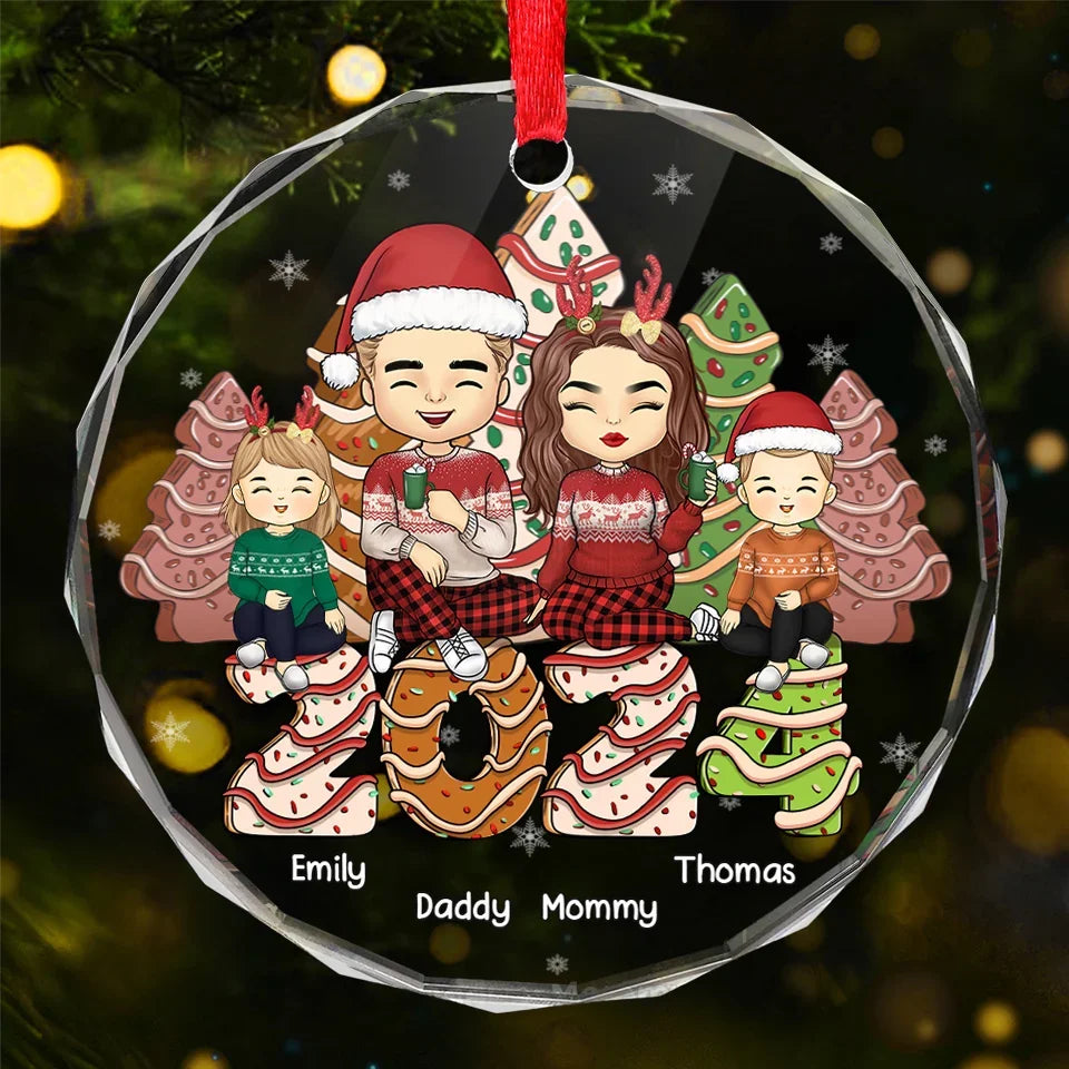 Home Is Where Christmas Begins - Family Personalized Custom Circle Glass Ornament - Christmas Gift For Family Members