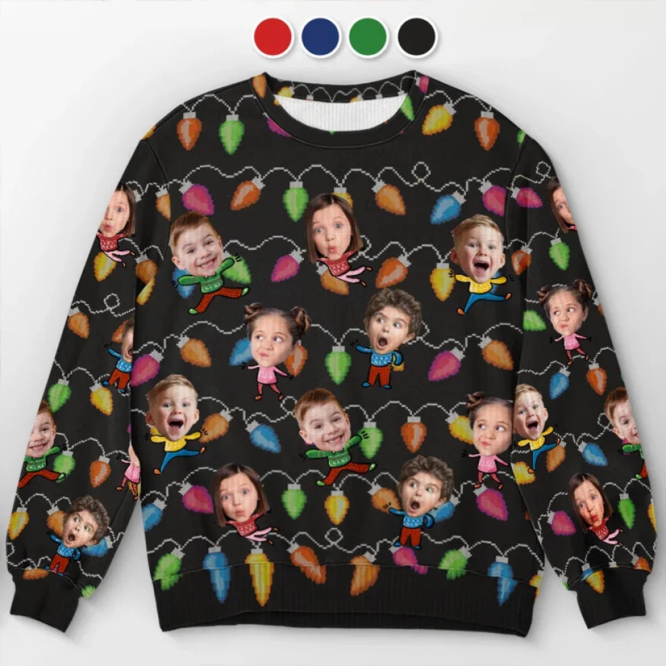 Custom Photo Celebrate The Season With Laughter And Love - Family Personalized Custom Ugly Sweatshirt - Unisex Wool Jumper - Christmas Gift For Family Members