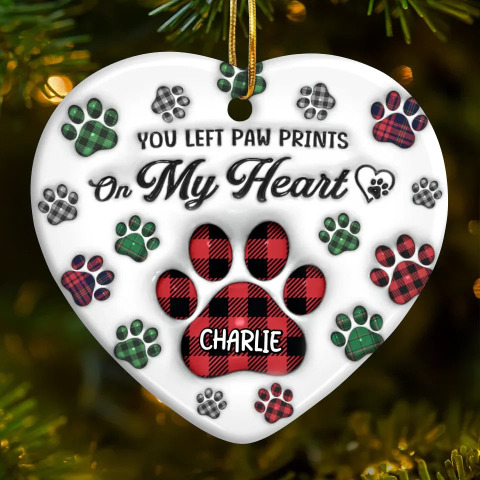 No Longer By My Side But Forever In My Heart - Memorial Personalized Custom 3D Inflated Effect Printed Ornament - Ceramic Round Shaped - Sympathy Gift, Christmas Gift For Pet Owners, Pet Lovers