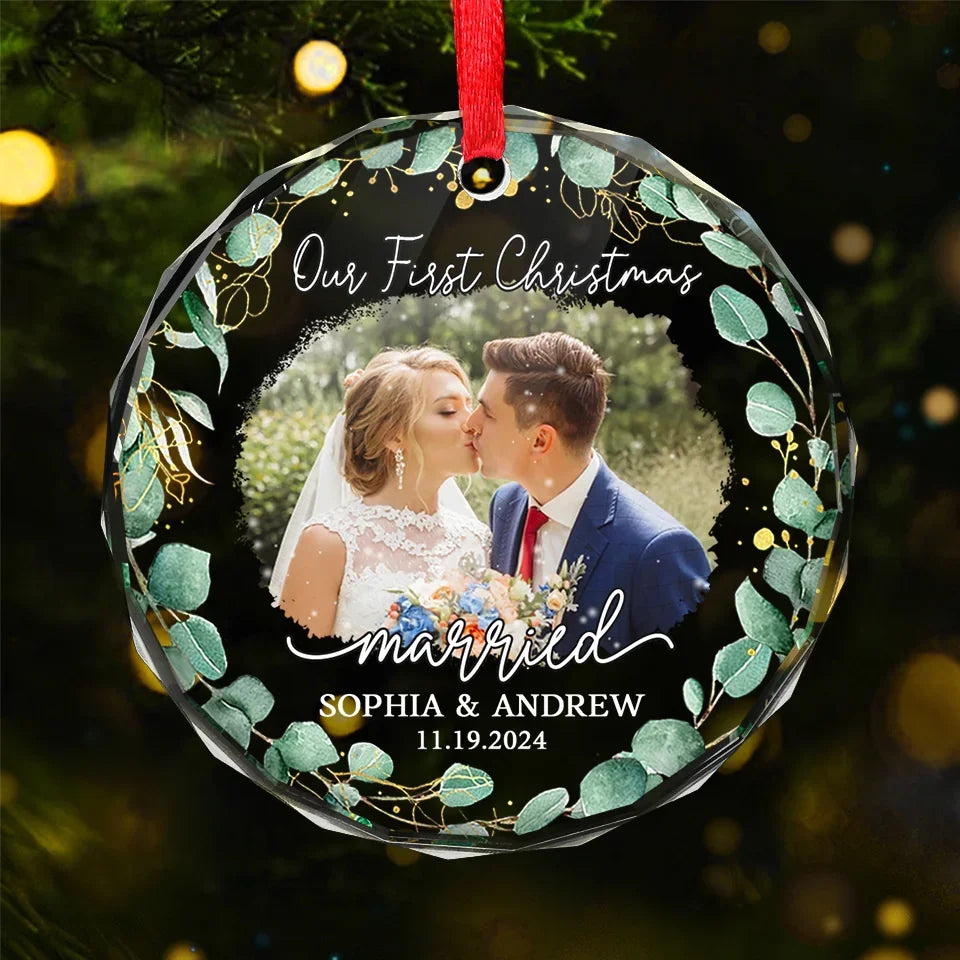 Custom Photo I Want To Be With You Until My Last Page - Couple Personalized Custom Circle Glass Ornament - Christmas Gift For Husband Wife, Anniversary, First Christmas