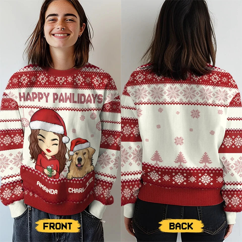 Pawsome Christmas Wishes - Dog & Cat Personalized Custom Ugly Sweatshirt - Unisex Wool Jumper - Christmas Gift For Pet Owners, Pet Lovers