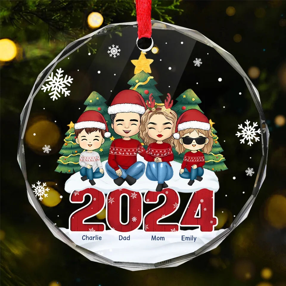 We Clap Hands And Welcome The Peace Of Christmas - Family Personalized Custom Circle Glass Ornament - Christmas Gift For Family Members