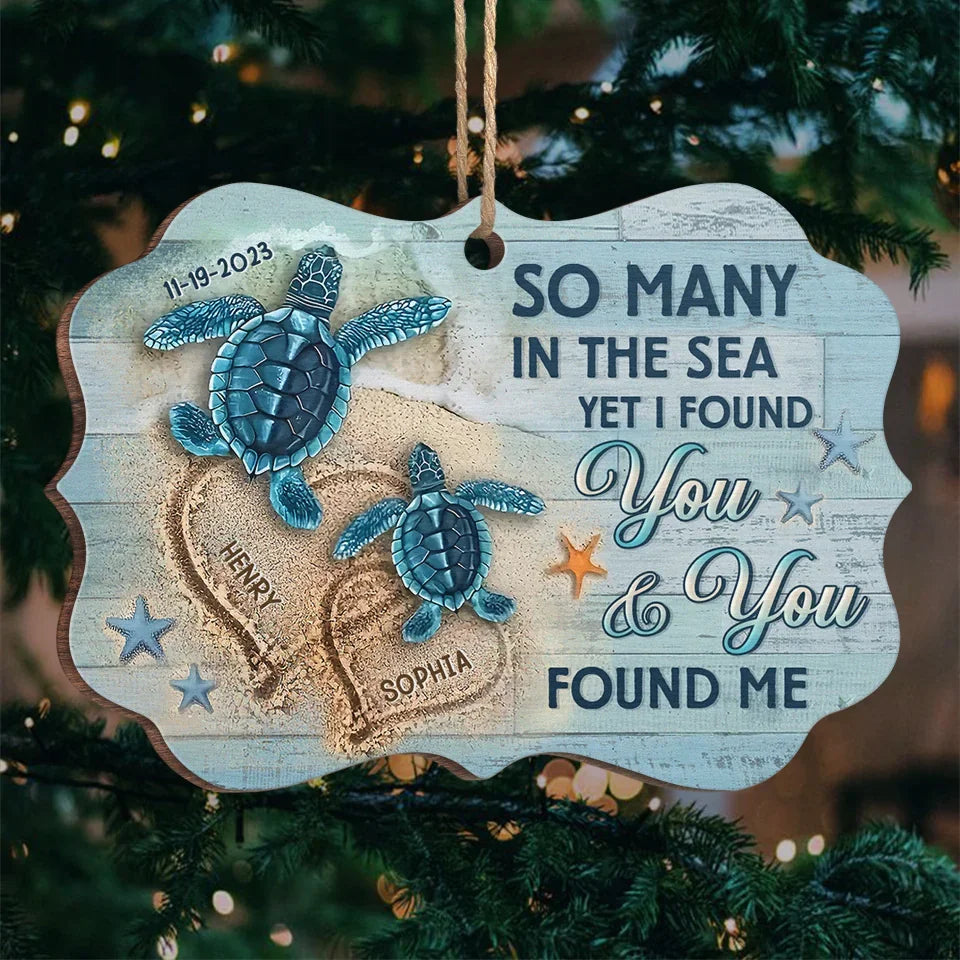 In The Sea Of Life, We Are Each Other’s Guiding Light - Couple Personalized Custom Ornament - Wood Benelux Shaped - Christmas Gift For Husband Wife, Anniversary