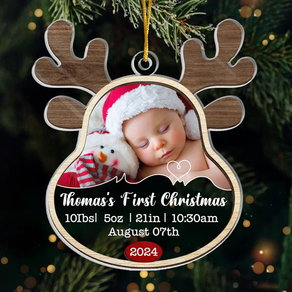 Custom Photo My First Christmas - Family Personalized Custom Ornament - Acrylic Custom Shaped - Christmas Gift For Baby Kids, Newborn Baby, First Christmas