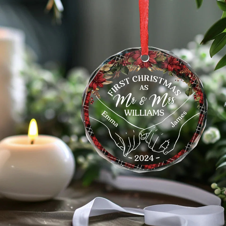 You're My Christmas Past, Present, And Future - Couple Personalized Custom Circle Glass Ornament - Christmas Gift For Husband Wife, Anniversary, First Christmas