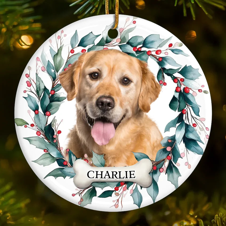 Custom Photo Life With Your Pet On Christmas Is Pure Bliss - Dog & Cat Personalized Custom Ornament - Ceramic Round Shaped - Christmas Gift For Pet Owners, Pet Lovers