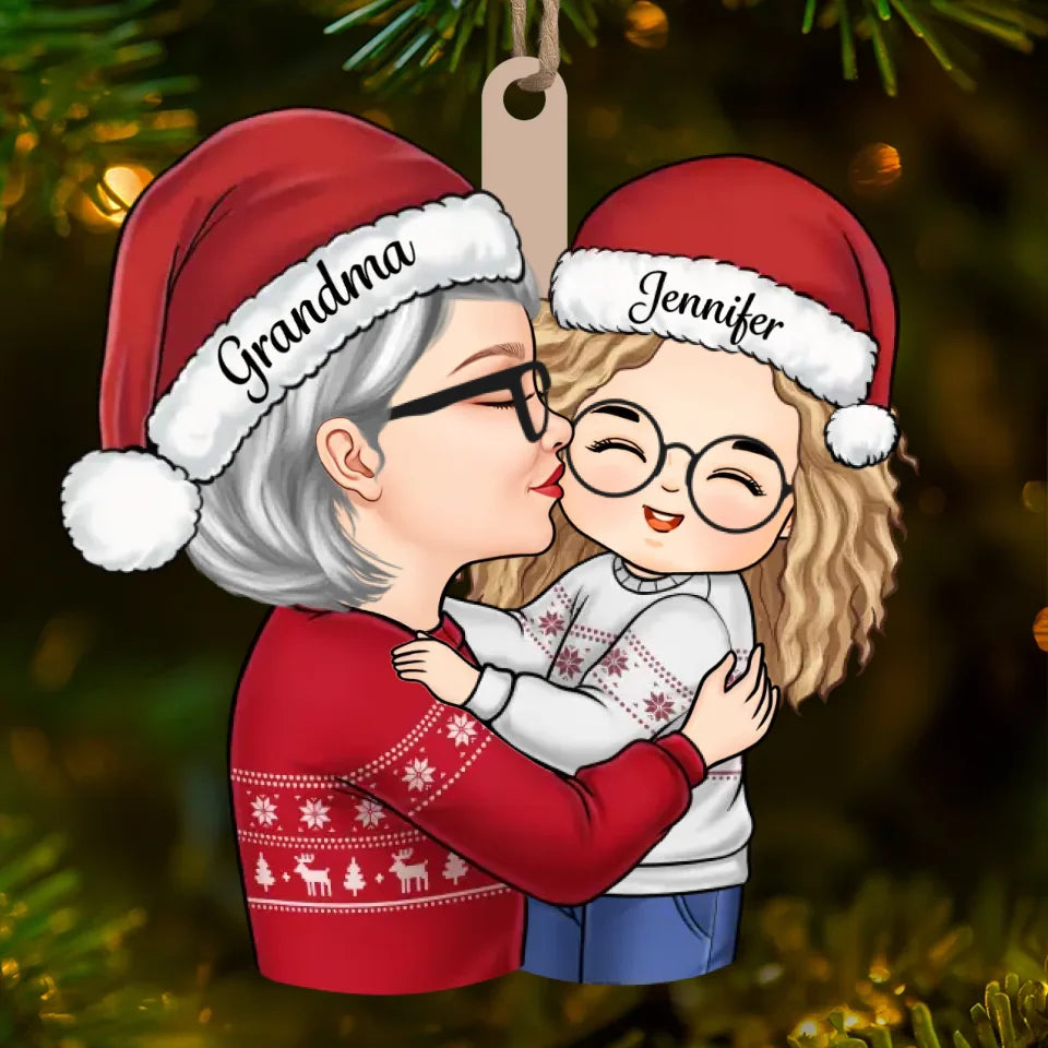Christmas With My Family Is My Happy Place! - Family Personalized Custom Ornament - Acrylic Custom Shaped - Christmas Gift For Grandma